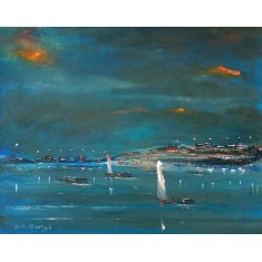 Hamid Alvi, 20 x 24 inch, Oil on Canvas, Seascape Painting, AC-HA-084 Hamid Alvi, 20 x 24 inch, Oil on Canvas, Seascape Painting, AC-HA-084